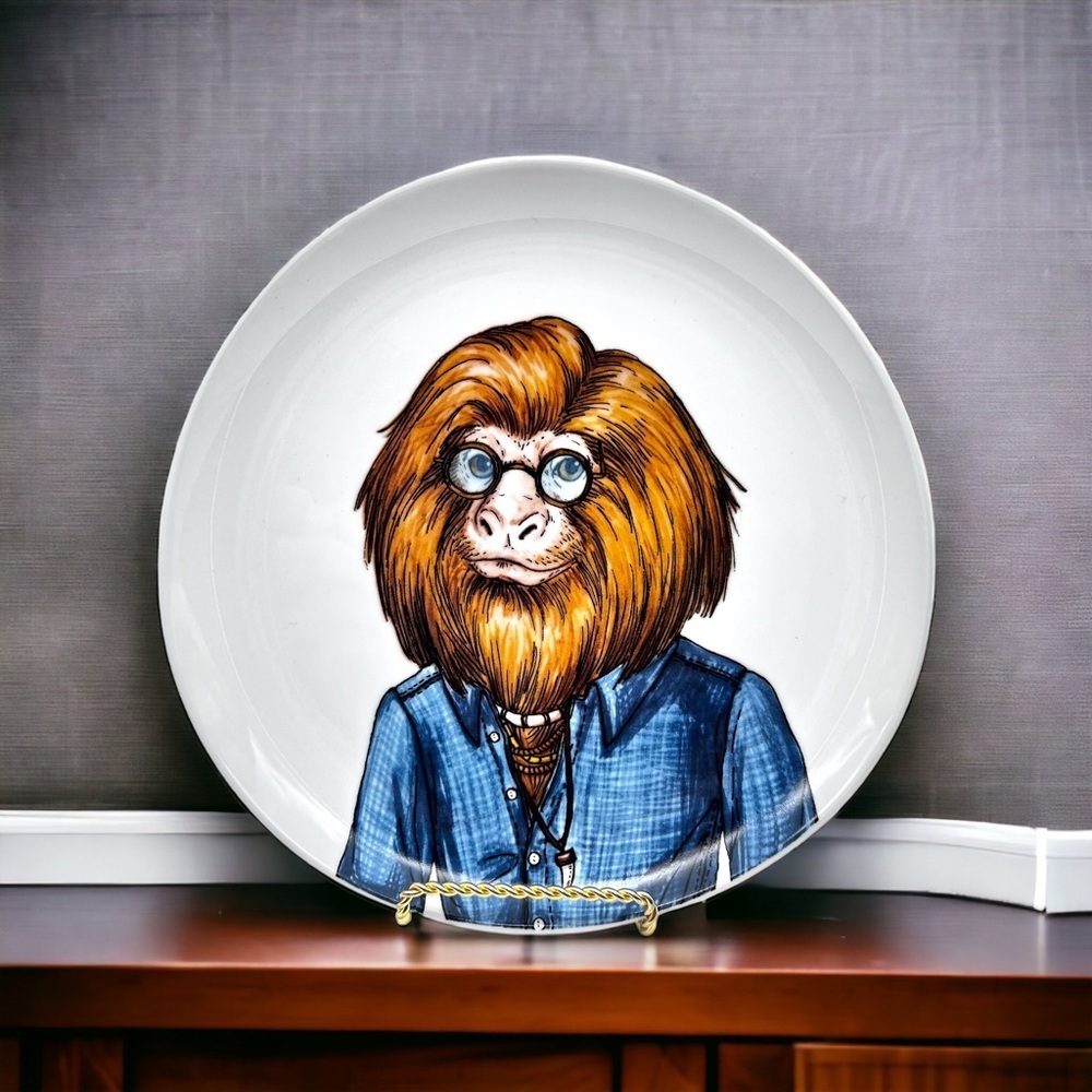 New ☀️West Elm Rachel Kozlowski Diaper Animal Lion Plate collectible